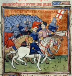 Ms Royal 20 C. VII, f.186 Armée anglaise avec bannière, des 