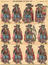Mousquetaires de Louis XIII, planche descriptive. Imagerie d