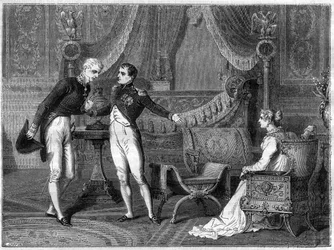 Napoléon, sa femme Marie-Louise et le prince Metternich en conversation