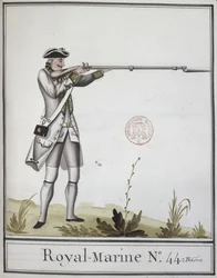 Officier de la Marine Royale avec un mousquet à baïonnette, 1768