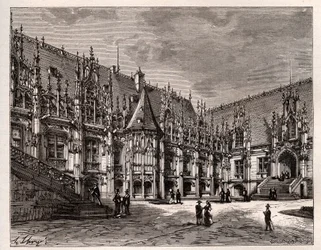 Palais de justice de Rouen ancien parlement de Normandie - gravure dans «France illustrée: géographie, histoire, administration statistique» par V.A. Malt-Brown. 1884