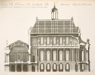 Palais du Louvre : la chapelle royale, section, vers 1720