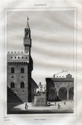 Palazzo Vecchio à Florence - Piazza della Signoria - Gravure de "L