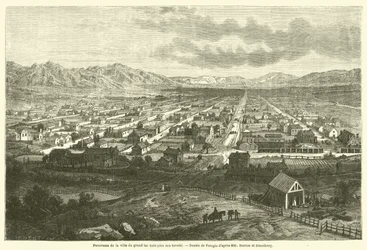 Panorama de la ville du grand lac Salé (cité des Saints)