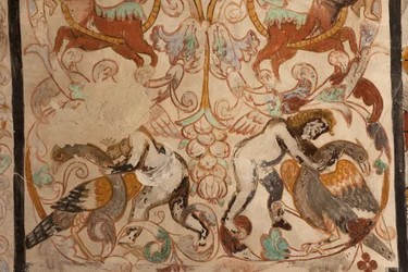 Église paroissiale (Església de la Mare de Déu de Solers). Intérieur. Les nefs. Peintures murales (détail). XVIe siècle (?)