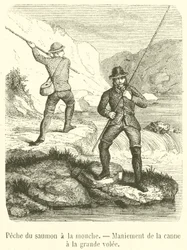 Pêche du saumon à la mouche, Maniement de la canne à la grande volée