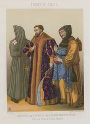 Pénitent du temps de Henri III avec un noble et un prêtre