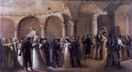 Péristyle au Théâtre-Français à Paris, vers 1822