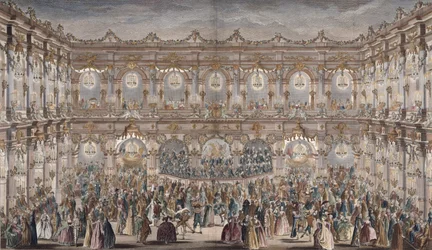 Vue en perspective de la salle de bal, construite dans la cour de l