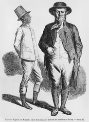 Peyrade déguisé en Anglais et Contenson en serviteur mulâtre, illustration de Splendeurs et Misères des Courtisanes par Honoré de Balzac, publié en 1867