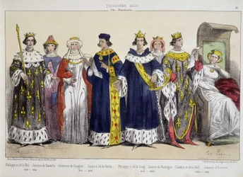 Philippe IV le Bel, Jeanne de Navarre, Clémence de Hongrie, Louis X Le Hutin, Philippe V le Long, Jeanne de Boulogne, Charles IV le Bel, Jeanne d