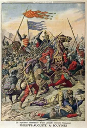 Philippe-Auguste (1165-1223) à Bouvines, illustration de Le Petit Journal, 27 juillet 1914