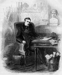 Philippe Paul de Ségur (1780-1873), diplomate et historien français, écrivant la campagne de Russie. Gravure de 1856.