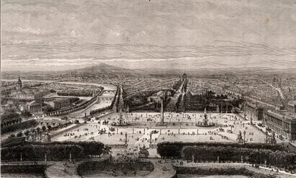 Place de la Concorde à Paris - gravure dans «La France illustrée: géographie, histoire, administration statistique» par V.A. Malt-Brown. 1884