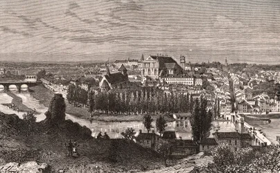 Poitiers - gravure dans "La France illustrée: géographie, histoire, administration statistique" par V.A. Malte-Brun. 1884