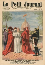 Le pape Pie X observant depuis la terrasse du Vatican l