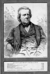 Portrait du Baron Taylor (Isidore Justin Severin Taylor, dit) (1789-1879), dramaturge et philanthrope français. Gravure dans "Le Monde Illustré" n°1172 du 13 septembre 1879.