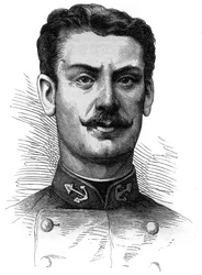 Portrait du capitaine Joseph Gallieni (1849-1916), soldat et explorateur français. Gravure dans « Le Monde Illustré » n°254 du 9 avril 1881