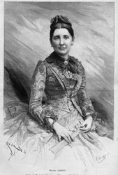Portrait de Cécile Carnot (née Dupont-White) (1841-1898), épouse de Sadi Carnot, Président de la République française. Gravure dans "Le Monde Illustré" n°1678 du 25 mai 1889