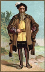Portrait de Christophe Colomb (Cristoforo Colombo). Chromolithographie de la fin du 19ème siècle.