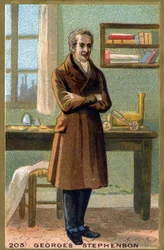 Portrait de George Stephenson (1781-1848). Chromolithographie de la fin du 19ème siècle