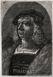 Portrait de Jean Froissart (1337-1404), chroniqueur français du Moyen Âge - gravure de « Histoire de France » par Victor Duruy (1811-1894) - 1882