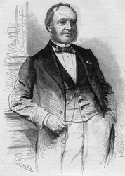 Portrait de Louis Christophe François Hachette (1800-1864), éditeur français. Gravure dans « Le Monde Illustré » n°383 du 13 août 1864