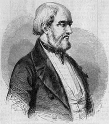 Portrait de Louis Garneray (1783-1857), marin, peintre et historien de la marine français. Gravure dans « Le Monde Illustré » n°26 du 10 octobre