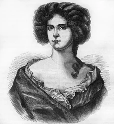 Portrait de Louise de Keroualle (1649-1734), duchesse de Portsmouth et maîtresse de Charles II (1630-1685). Gravure dans « L