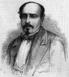 Portrait de Luiz Augusto Rebello da Silva (1822-1871), écrivain portugais - Gravure dans « Le Monde Illustré » n°227 du 17 août 1861