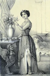 Portrait de Mademoiselle de Fontenay ou Teresa (Theresa ou Terezia) Cabarrus, connue sous le nom de Madame Tallien - dans « Galerie historique de la Révolution française » par Albert Maurin