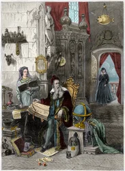 Portrait de Nostradamus avec Catherine de Médicis (gravure)