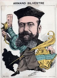 Portrait de Paul Armand Silvestre (1837-1901), poète français - caricature par Collignon et Tocqueville dans « Les Hommes d