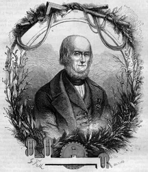 Portrait de Philippe de Girard (1775-1845), inventeur et industriel français, créateur de la machine à filer le lin. Gravure de 1866-1867.
