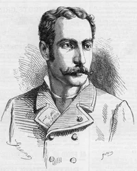 Portrait de Robert Ivens (1850-1898) explorateur portugais, dans "Le Monde Illustré"