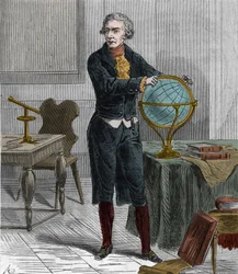 Portrait de Sir Friedrich Wilhelm Herschel (1738-1822), astronome et physicien germano-britannique - Gravure dans « Sciences à la portée de tous - physique et chimie populaires » par Alexis Clerc