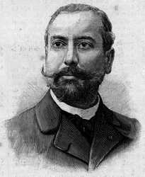 Portrait de Victor Théophile Liotard (1858-1916), pharmacien et explorateur colonial français. Gravure dans "Journal des Voyages" du 29 janvier
