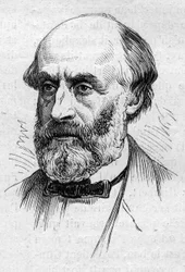Portrait de Victor de Laprade (1812-1883), poète et académicien français. Gravure dans « Le Monde Illustré » n°883 du 14 mars 1874