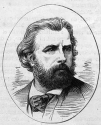 Portrait de William Adolphe Bouguereau (1825-1905), peintre français. Gravure dans « Le Monde Illustré » n°890 du 2 mai 1874