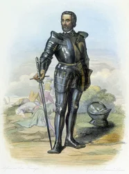 Portrait du Chevalier Bayard (1475-1524) - dans « Le Plutarque français », par Mennechet