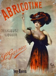 Affiche publicitaire pour Abricotine, réalisée par P. Garnier, Paris