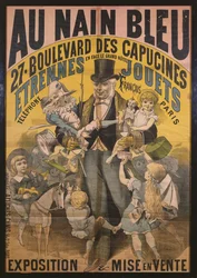 Affiche publicitaire pour Au Nain Bleu, vers 1890