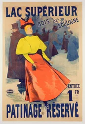 Affiche publicitaire pour une patinoire sur le Lac supérieur dans le Bois de Boulogne