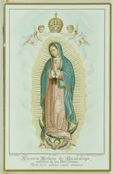 Carte de prière représentant Notre-Dame de Guadalupe, vers 1900
