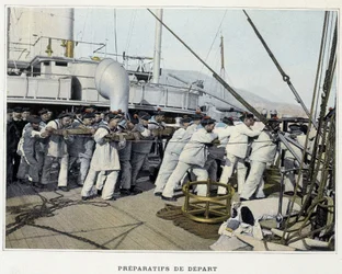 Préparatifs de départ - dans « Album militaire - Marine : La vie à bord »