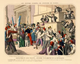 Proclamation de la Deuxième République française durant la révolution de Février, 24 février 1848, placard publié par Gadola, Lyon, 1848