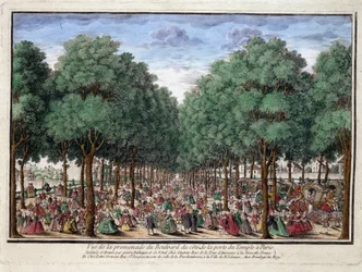 Promenade du boulevard, Porte du Temple à Paris - gravure