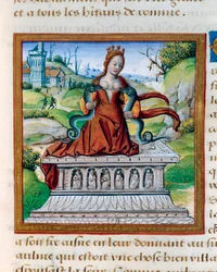 La reine Cléopâtre et les deux serpents, vers 1505 (miniature)