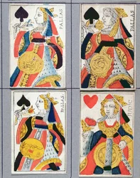 Reines de pique et de cœur, cartes à jouer, 17e - 18e siècle