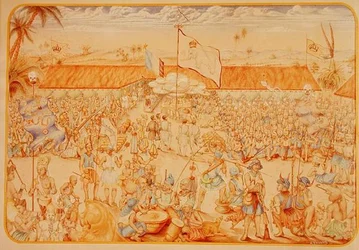 Réception donnée par le Roi du Dahomey pour les envoyés français